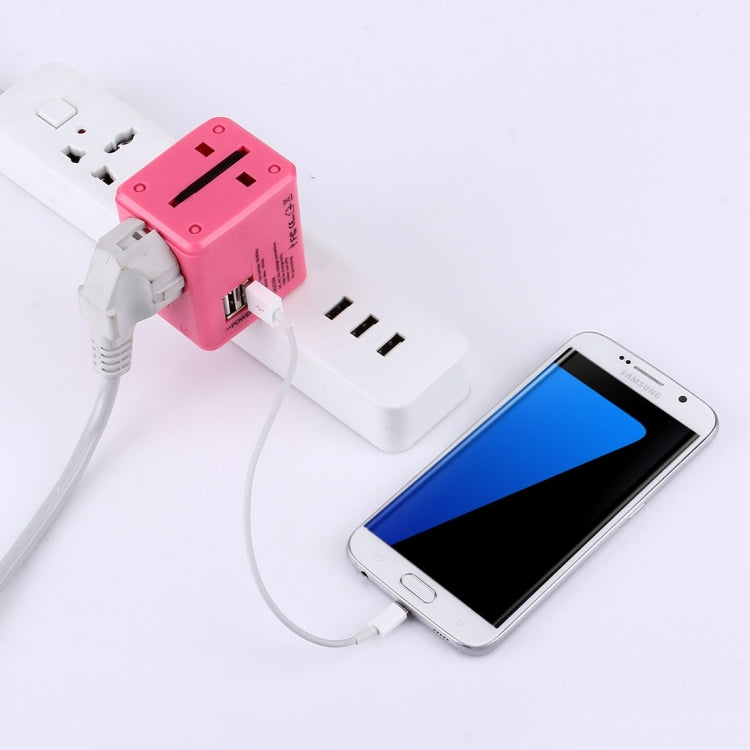 World-Wide Universal Travel Concealable Plugs Adapter with & Built-in Dual USB Ports Charger for US, UK, AU, EU