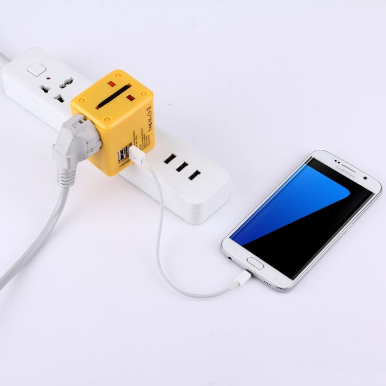 World-Wide Universal Travel Concealable Plugs Adapter with & Built-in Dual USB Ports Charger for US, UK, AU, EU