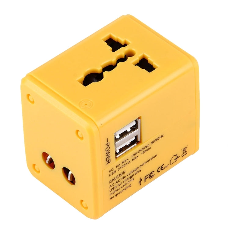 World-Wide Universal Travel Concealable Plugs Adapter with & Built-in Dual USB Ports Charger for US, UK, AU, EU