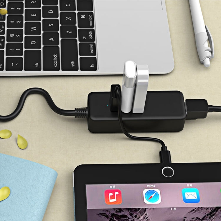 2 in 1 USB Type-C 3 Ports HUB with Gigabit Ethernet Adapter, For Windows 8 / 7 / ME / 2000 / XP / Linux & MAC OSX(Black)