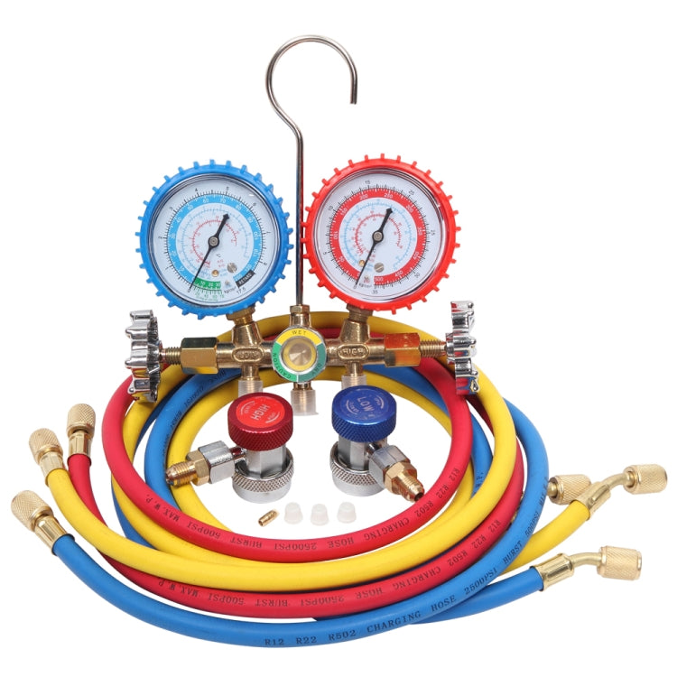 [US Warehouse] 7 in 1 3.5CFM Vacuum Pump R134 R12 R22 R502 Double Gauge Valve Set, US Plug