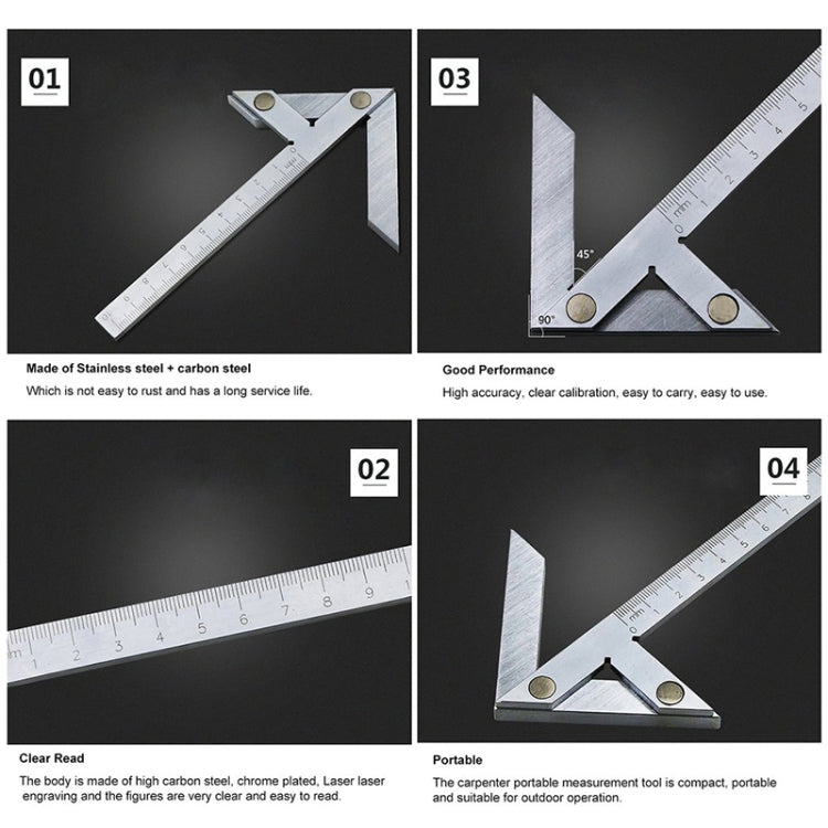 100x70 High Precision Stainless Steel Center Angle Gauge Ruler Protractor
