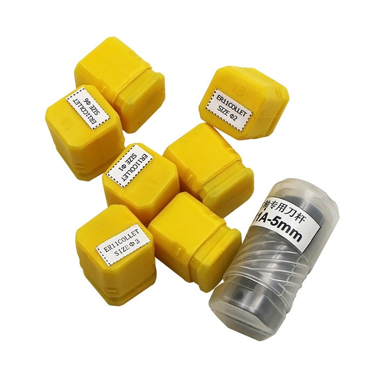 Engraving Machine Motor Shaft Extension Rod ER11-5mm + 7 Chuck Collet Set