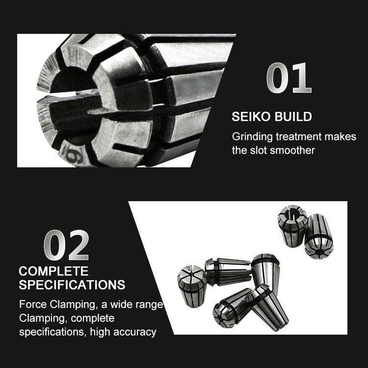 Engraving Machine Motor Shaft Extension Rod ER11-5mm + 7 Chuck Collet Set