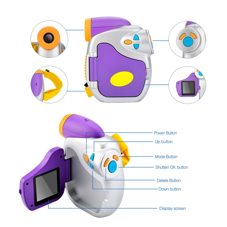 Portable TFT 1.5 inch Screen Digital Lens Max 5MP Image Size Children Digital Camera with Lanyard, Support Funny Photo Frame & Funny Key Sound