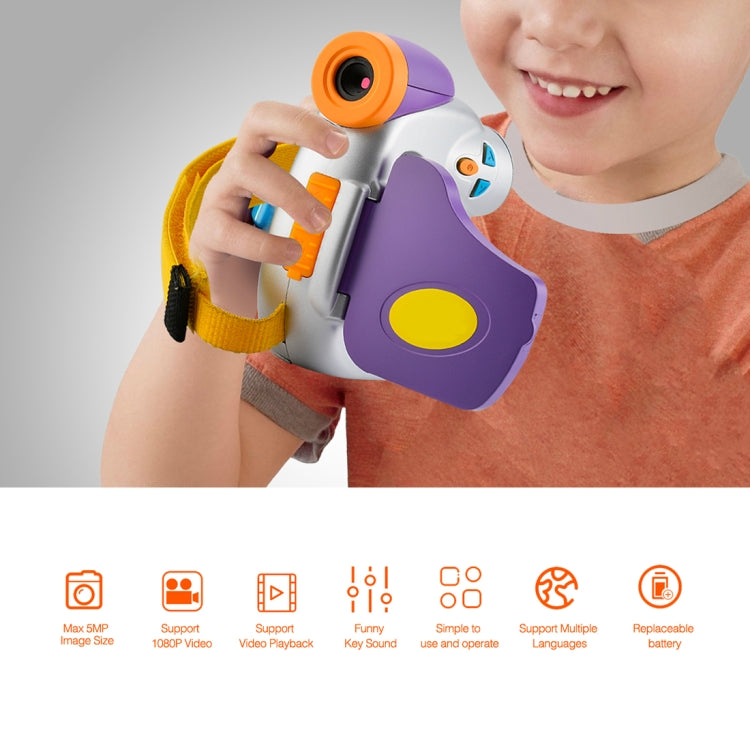 Portable TFT 1.5 inch Screen Digital Lens Max 5MP Image Size Children Digital Camera with Lanyard, Support Funny Photo Frame & Funny Key Sound