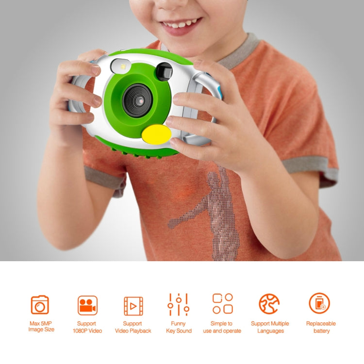 Portable TFT 1.44 inch Screen Prime Lens Max 5MP Image Size Soft Silicone Shell Children Digital Camera with Lanyard, Support Funny Photo Frame & Funny Key Sound