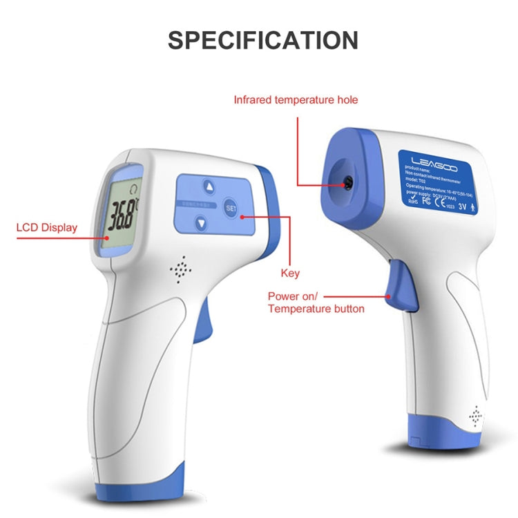 [HK Warehouse] LEAGOO T02 Non-contact Forehead Body Infrared Thermometer, Temperature Range: 32.0 Degree C - 42.0 Degree C(Blue)