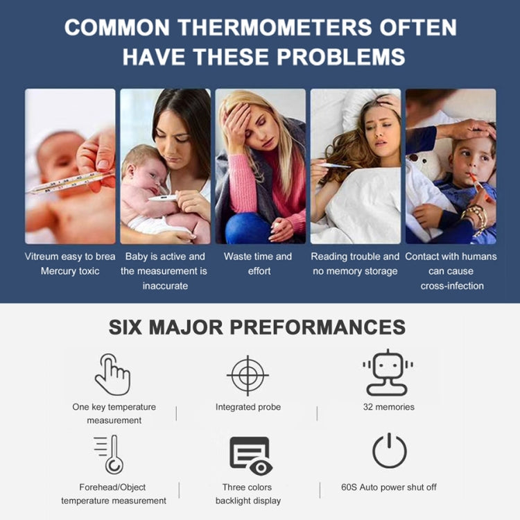 [HK Warehouse] LEAGOO T02 Non-contact Forehead Body Infrared Thermometer, Temperature Range: 32.0 Degree C - 42.0 Degree C(Blue)