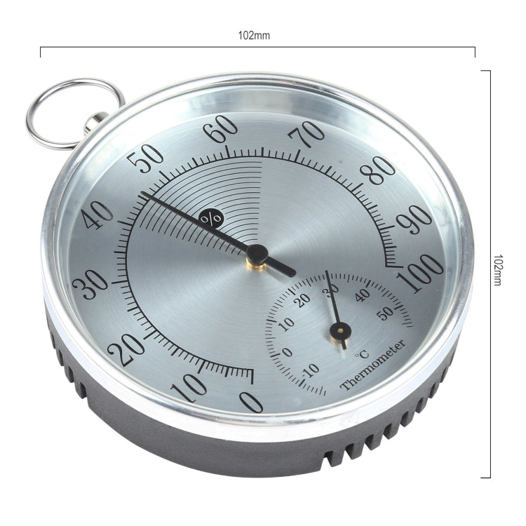 Mini Round Clock-shaped Indoor Outdoor Hygrometer Humidity Thermometer Temperature Meter with Hanging Ring(Silver)