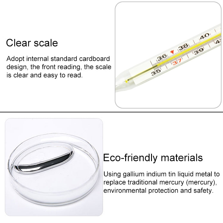 Mercury-free Scale Household Adult Kids Armpit Oral Glass Thermometer, Temperature Range: 35 Degree C - 42 Degree C