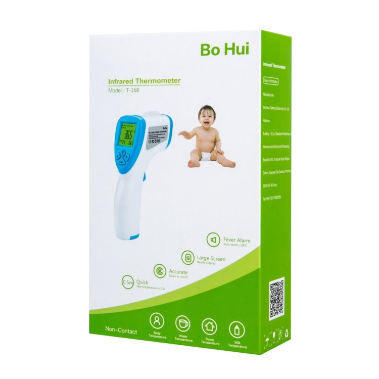[HK Warehouse] BOHUI T-168 IR Infrared Thermometer Forehead Surface Digital Non-contact Electronic Thermometer, Temperature Range: 32 degrees Celsius to 42.9 degrees Celsius