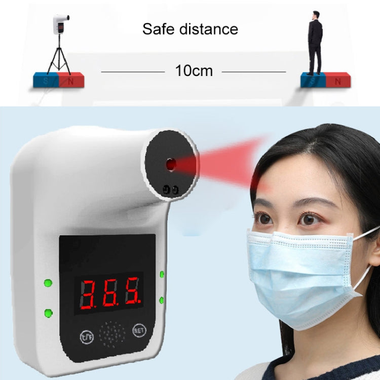 2 in 1 Handsfree Non-contact Forehead Body Infrared Thermometer + Holder Set with Broadcast in Nine Languages