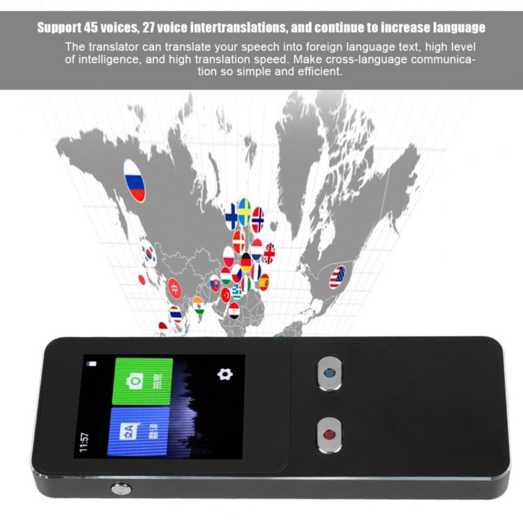 T9+ Portable WIFI Smart Voice Translator Smart Business Travel Real Time AI Translator Translation Machine 27 Languages Translator (Black)