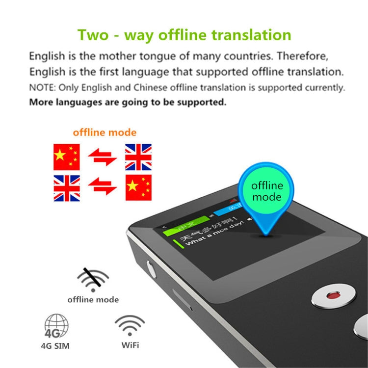 T9 Portable WIFI Smart Voice Translator Smart Business Travel Real Time AI Translator Translation Machine 27 Languages Translator (Black)