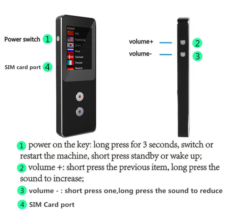 T9 Portable WIFI Smart Voice Translator Smart Business Travel Real Time AI Translator Translation Machine 27 Languages Translator (Black)