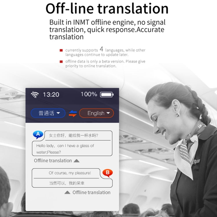 Boeleo K1 2.0 Inch Screen Voice Translator Smart Business Travel AI Translation Machine 512MB+4GB 45 Languages Translator
