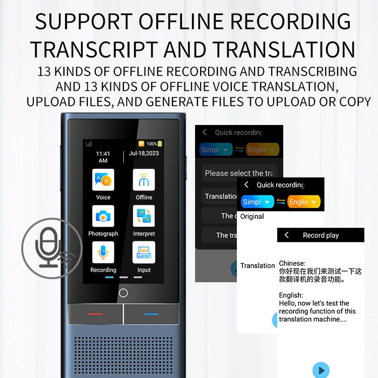 Z6 4G Version 3.1 inch Screen Smart Voice Translator for Business Travel 1GB+16GB Support 138 Languages Inter-Translation (Black)