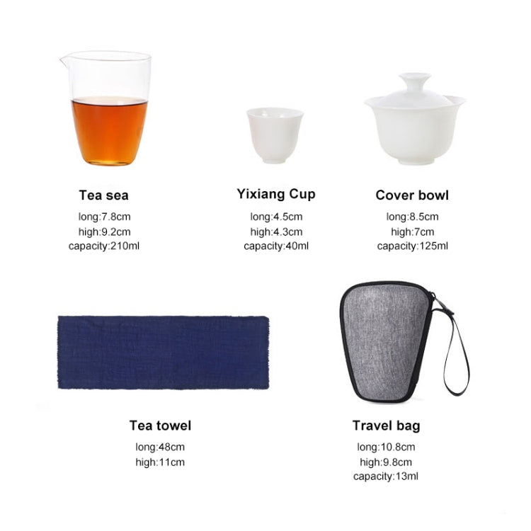 Travel Tea Cup Set Portable Receiving Tea Maker Kung Fu Teaware Gifts, Size: 10.8x9.8x13cm