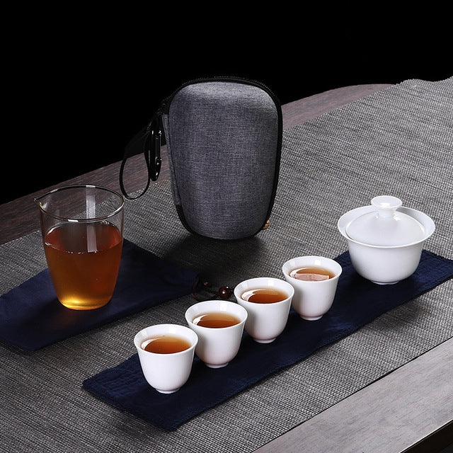 Travel Tea Cup Set Portable Receiving Tea Maker Kung Fu Teaware Gifts, Size: 10.8x9.8x13cm