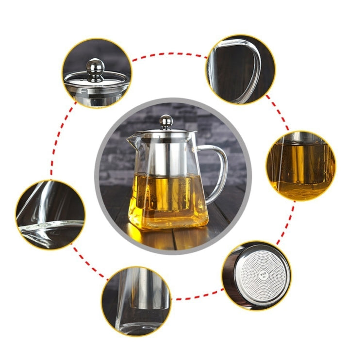 Stainless Steel Clear Heat Resistant Glass Filter Tea Pot, Capacity: 420ml