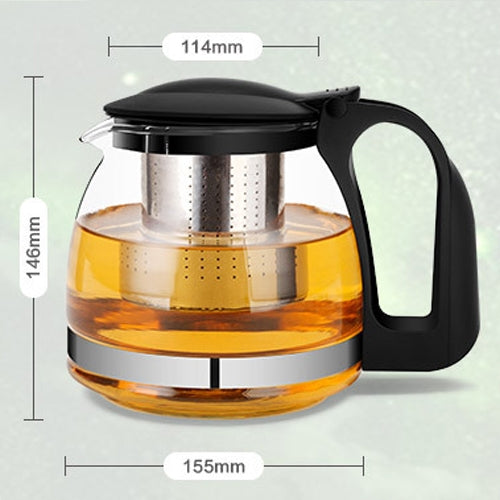 Large-capacity Stainless Steel Heat Resistant Glass Filter Tea Pot, Capacity: 1250ml
