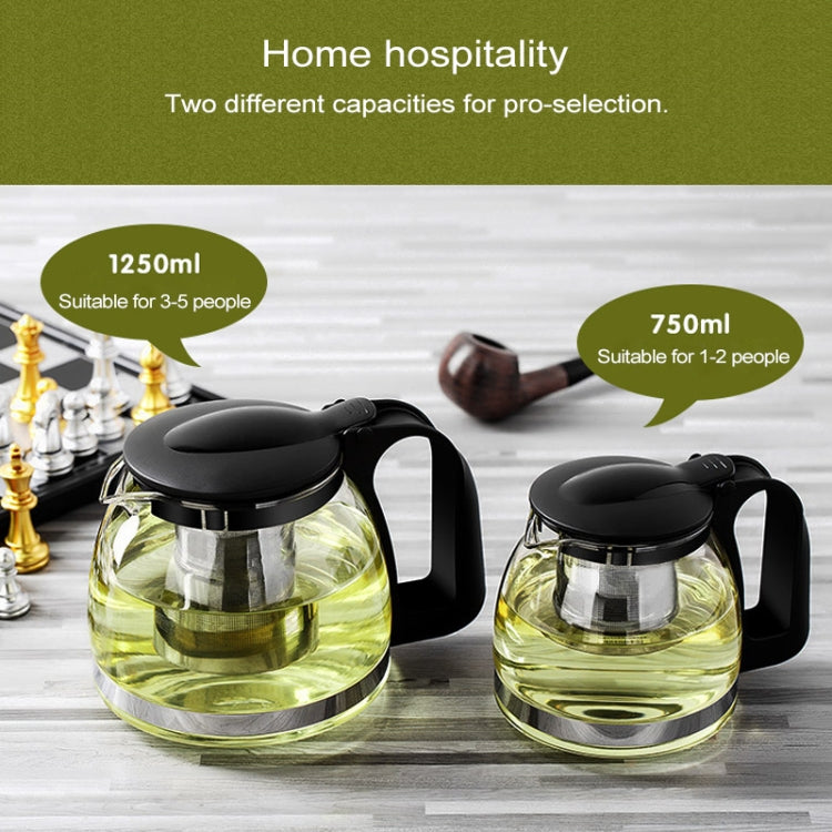 Large-capacity Stainless Steel Heat Resistant Glass Filter Tea Pot, Capacity: 1250ml