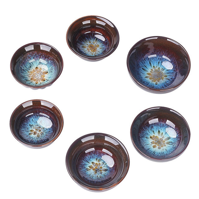 Kiln Transmutation Kongfu Bowl Ceramic Tea Cup, 02, Capacity: 60ml, Size:Small, 6.5x3.3cm