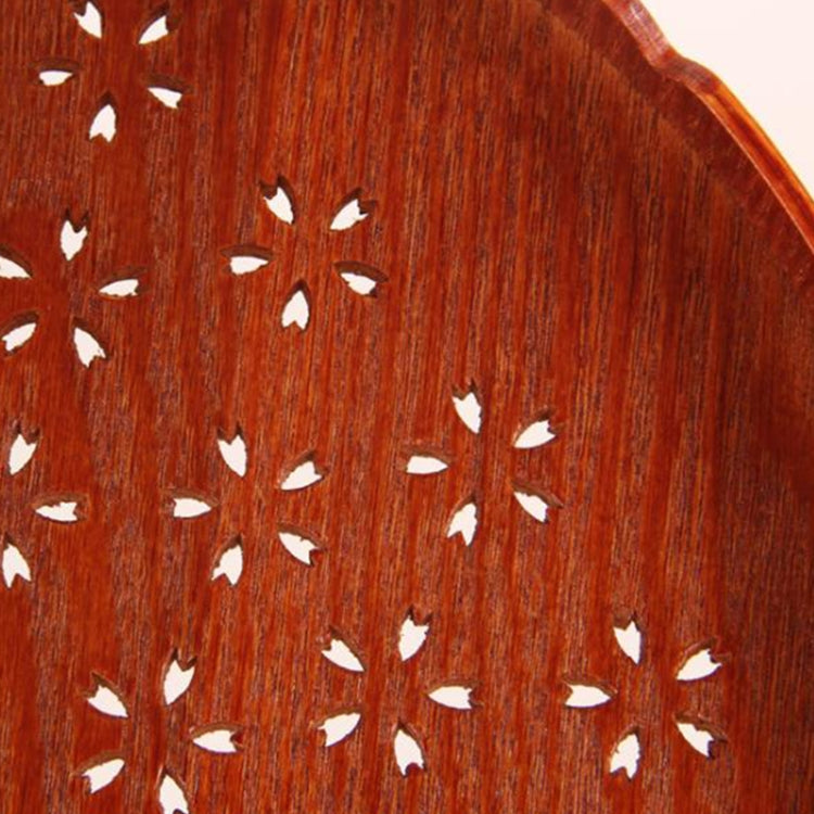 Creative Round Brown Cherry Blossom Solid Wood Tea Tray Hotel Wooden Tay Storage Tray, Diameter: 27 cm