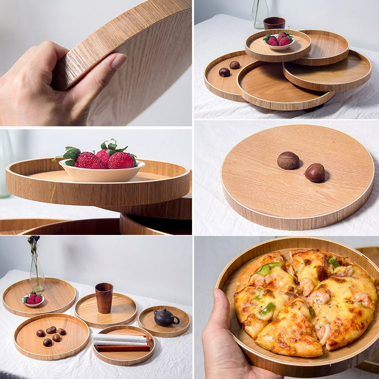Creative Round Solid Wood Tea Tray Hotel Wooden Tay Storage Tray, Diameter: 21 cm
