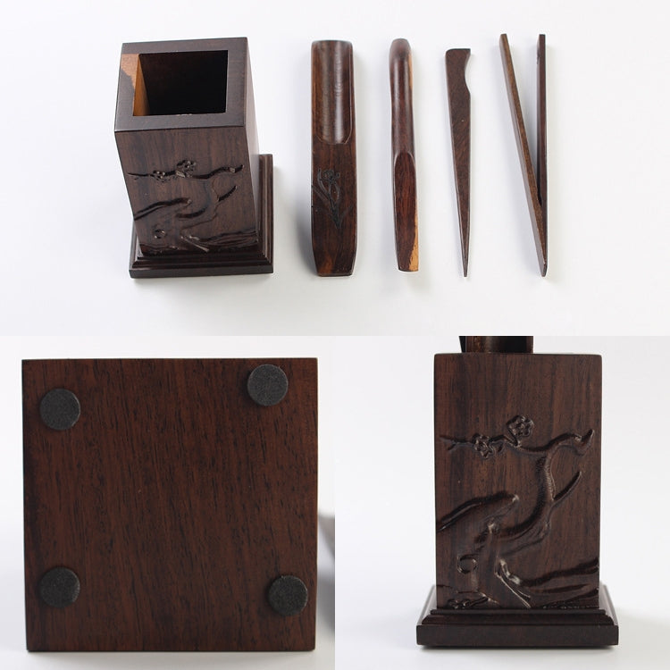 Tea Set Accessories Solid Wood Carving Tea Tray Decoration Tea Needle Tea Clip Barrel (LJZ3-1)