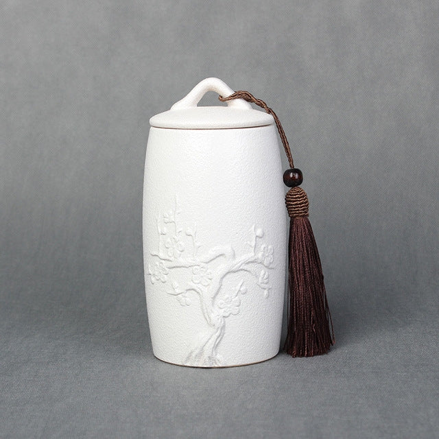 Plum Flower Pattern Stoneware Tea Cans Storage Tanks Ceramic Tea Set Tea Ceremony Accessories