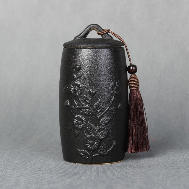 Chrysanthemum Pattern Stoneware Tea Cans Storage Tanks Ceramic Tea Set Tea Ceremony Accessories
