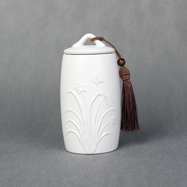 Orchid Pattern Stoneware Tea Cans Storage Tanks Ceramic Tea Set Tea Ceremony Accessories