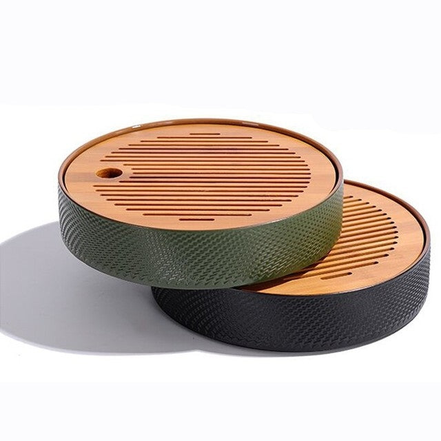 Household Simple Round Bamboo Tea Tray Mini Tea Table, Diameter: 21.5cm (CP27-1)