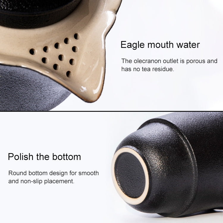 4 in 1 Teapot + Two Tea Cups + Storage Box Portable Travel Coarse Pottery Kung Fu Tea Set