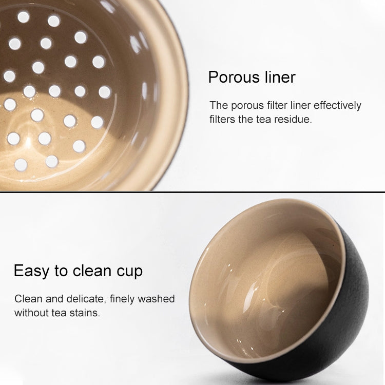 4 in 1 Teapot + Two Tea Cups + Storage Box Portable Travel Coarse Pottery Kung Fu Tea Set