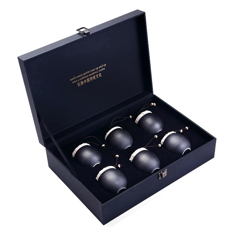 Ceramic Mini Tea Pot Storage Moisture-proof Black Tea Can Sealed Tea Tank Set