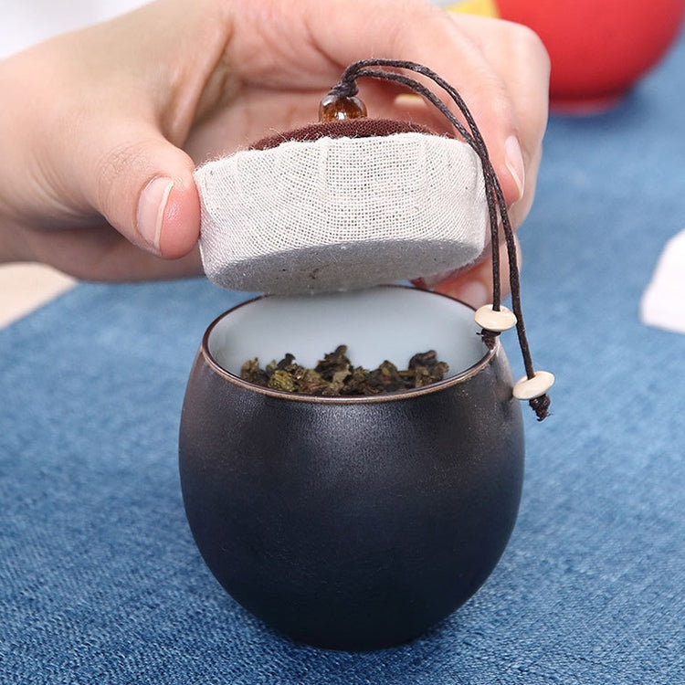 Ceramic Mini Tea Pot Storage Moisture-proof Black Tea Can Sealed Tea Tank Set