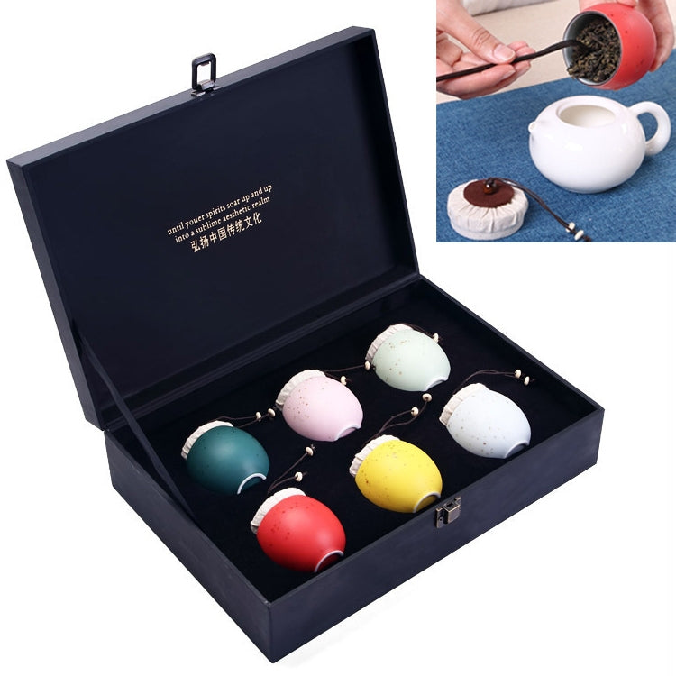 Ceramic Mini Tea Pot Storage Moisture-proof Colourful Tea Can Sealed Tea Tank Set