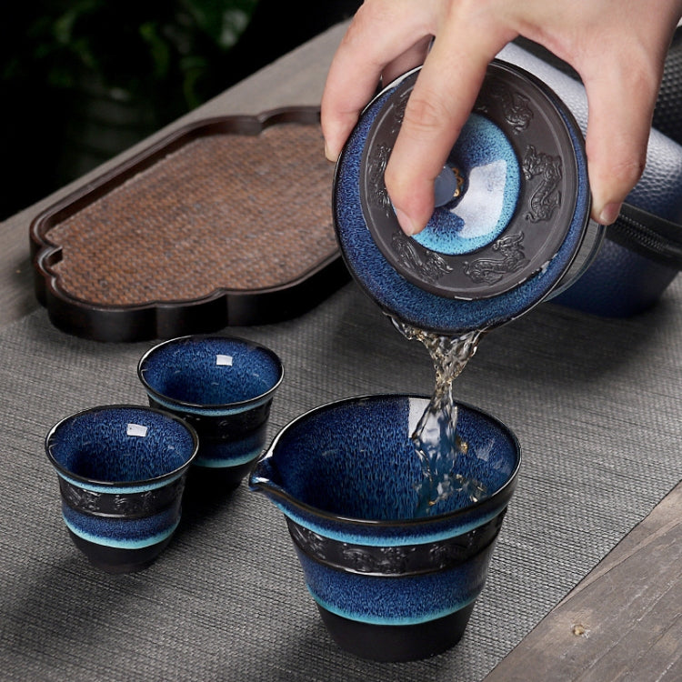 6 in 1 Temmoku Portable Travel Kung Fu Teaware Tea Cup Set