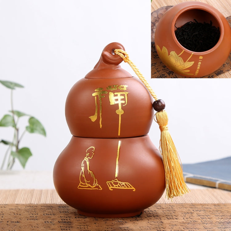 Redware Gourd Shape Mini Tea Pot Storage Moisture-proof Can Sealed Tea Tank