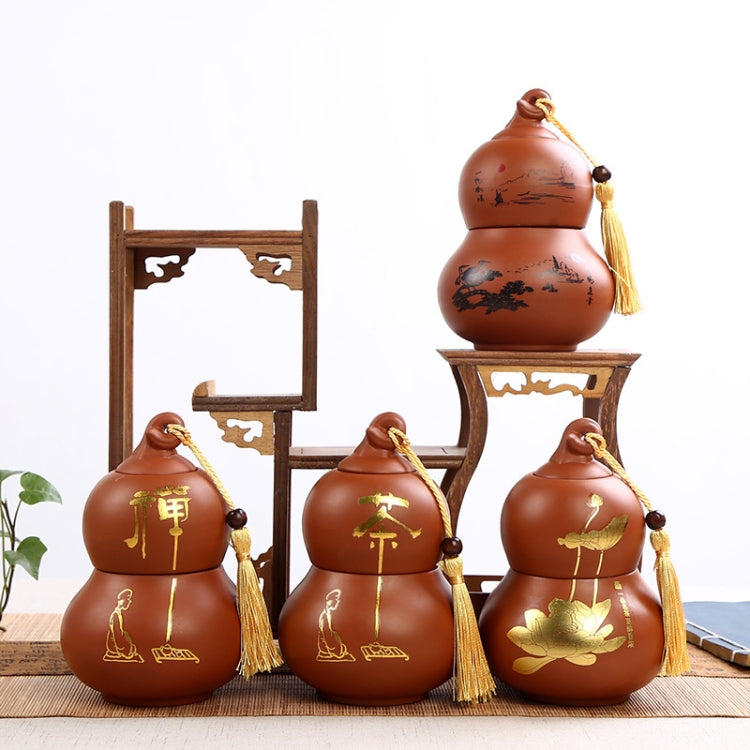 Redware Gourd Shape Mini Tea Pot Storage Moisture-proof Can Sealed Tea Tank