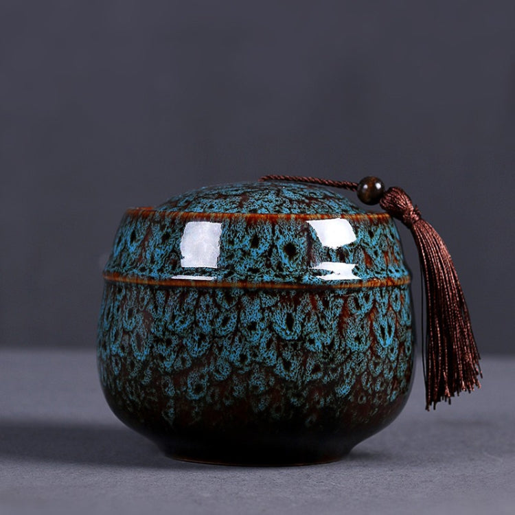 Kiln Transmutation Ceramic Mini Tea Pot Storage Moisture-proof Can Sealed Tea Tank