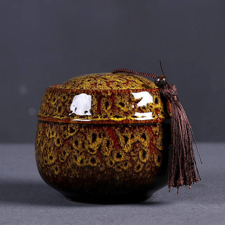 Kiln Transmutation Ceramic Mini Tea Pot Storage Moisture-proof Can Sealed Tea Tank