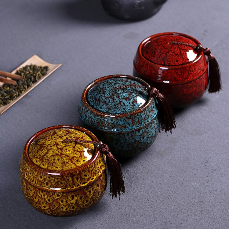 Kiln Transmutation Ceramic Mini Tea Pot Storage Moisture-proof Can Sealed Tea Tank