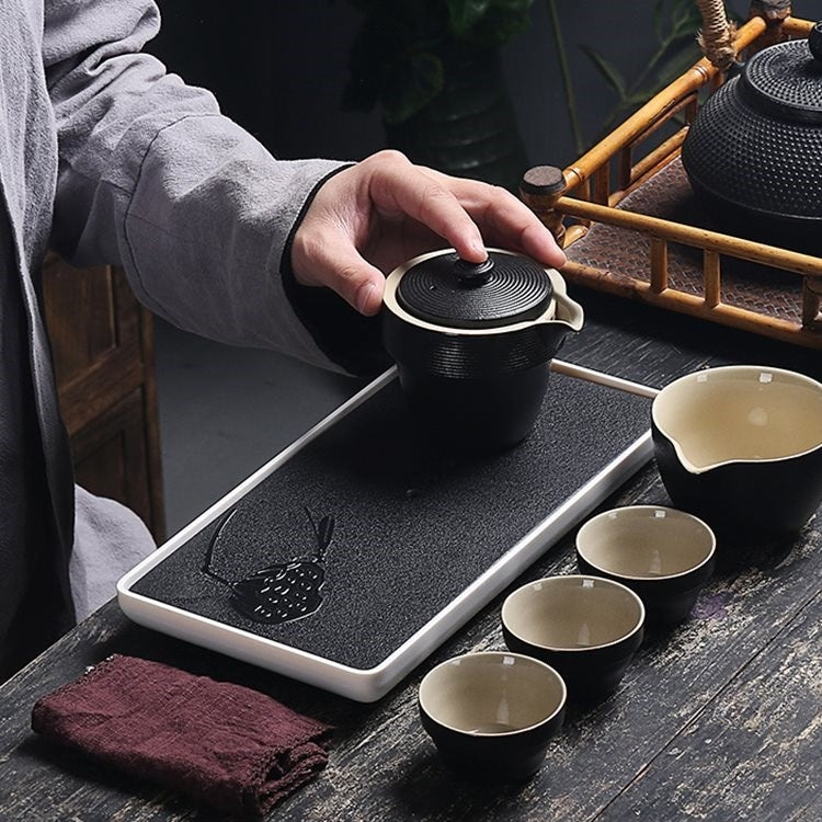 Rectangle Melamine Material Tea Tray with Round Holes, Size: 28 x 14 x 3cm