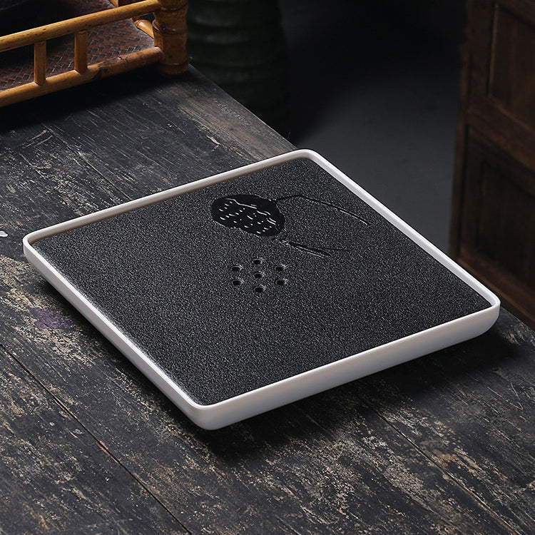 Square Melamine Material Tea Tray with Round Holes, Size: 21 x 3cm