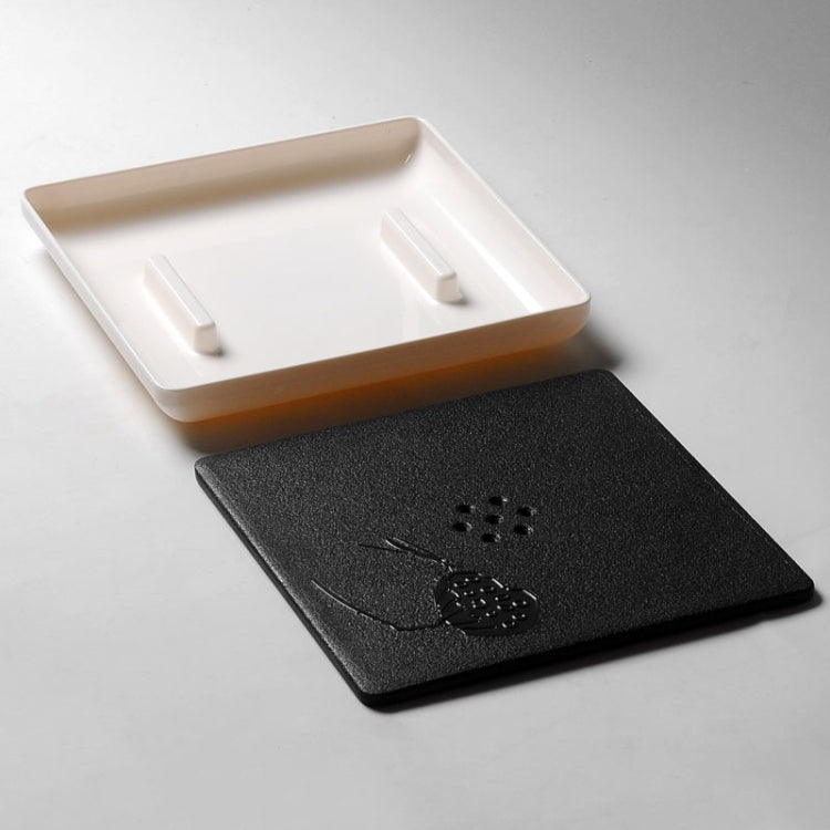 Square Melamine Material Tea Tray with Round Holes, Size: 21 x 3cm