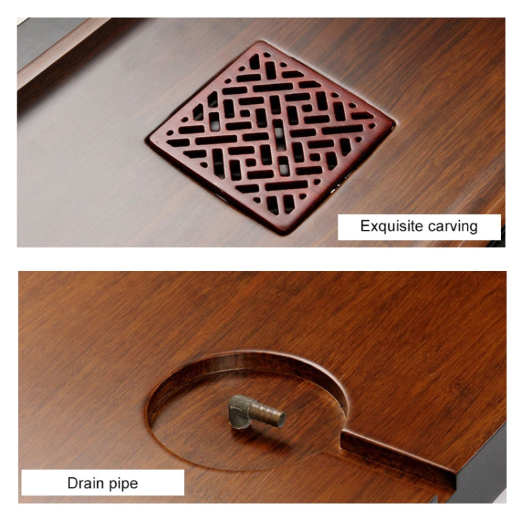 Rectangular Bamboo Tea Tray with Hollow Design, Size: 80 x 31 x 4.3cm